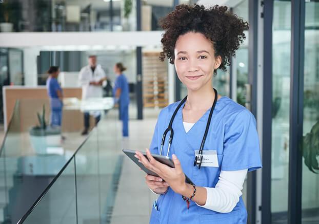 Student in scrubs